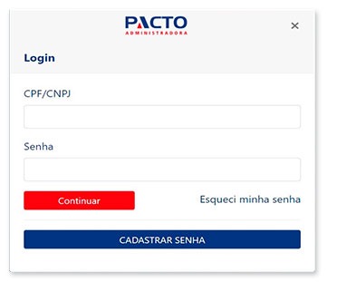 Janela de login da Área de Cliente